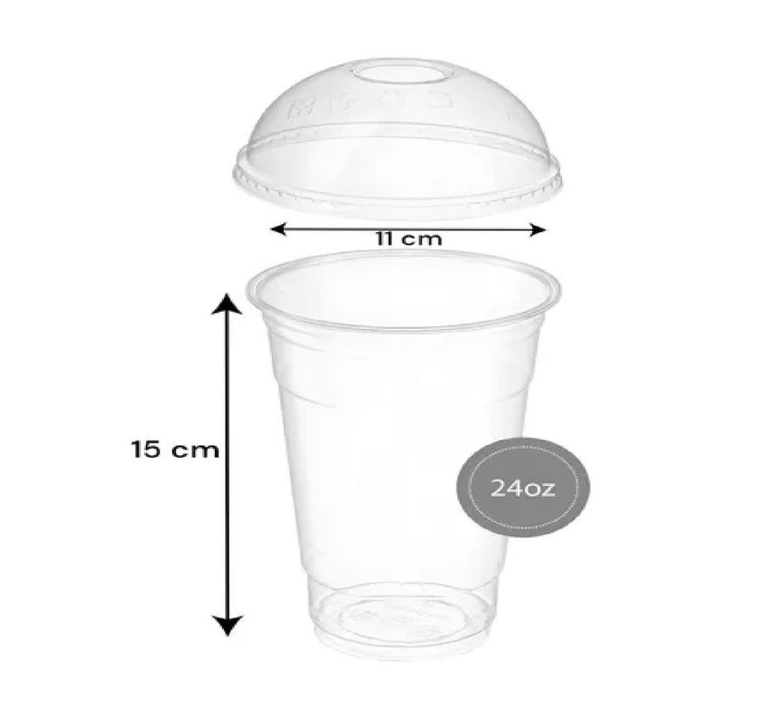 200 Vasos Plasticos Desechables Vaso Tapa Domo Con Hoyo 24oz-1