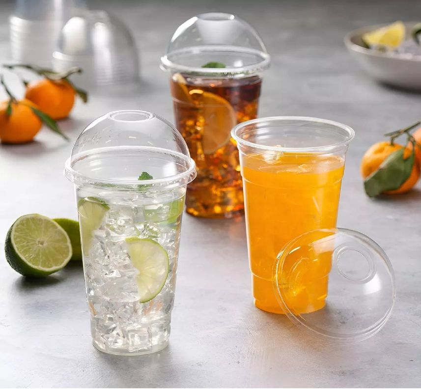 200 Vasos Plasticos Desechables Vaso Tapa Domo Con Hoyo 24oz-2