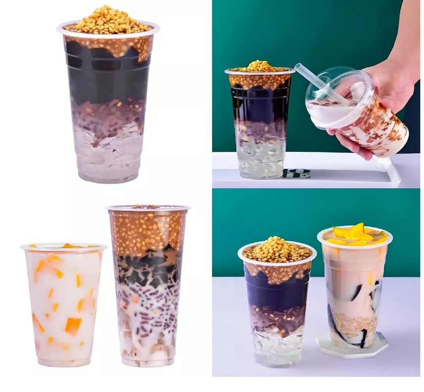 200 Vasos Plasticos Desechables Vaso Tapa Domo Con Hoyo 24oz-3