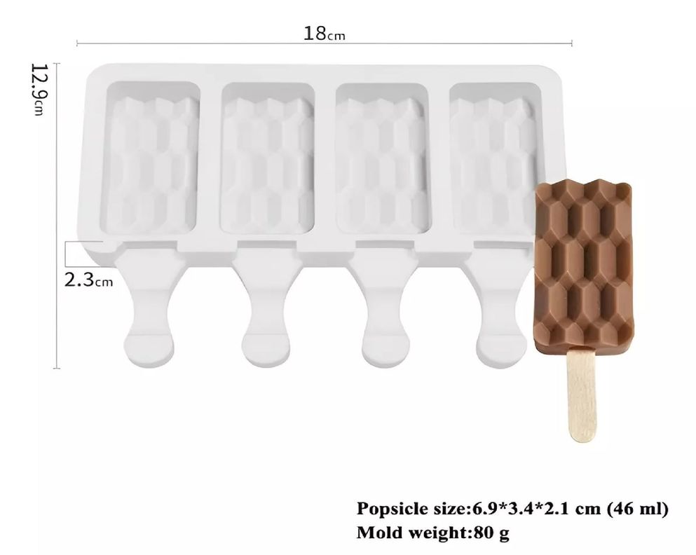 Set X4 Moldes De Silicona Reposteria Molde Helados Ladrillo-2