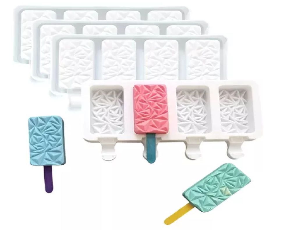 4 Moldes De Silicona Reposteria Molde Helados Molde Diamante-0