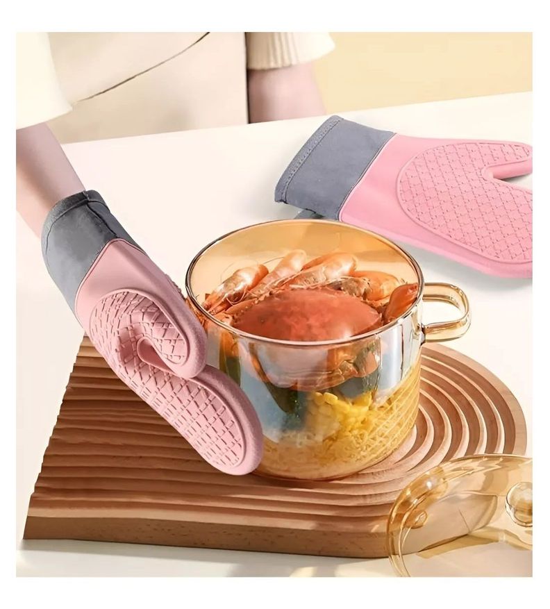 Guante Silicona Para Horno Toma Olla Guantes Cocina 27 Cm Rosa-2