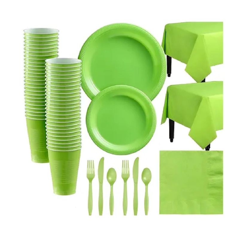 Set Cumpleanos Vaso Servilleta Plato Desechable 20 P/p Verde