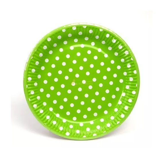 10 Platos Cumpleaños Platos De Cumpleaños Desechables 23cm verde-0