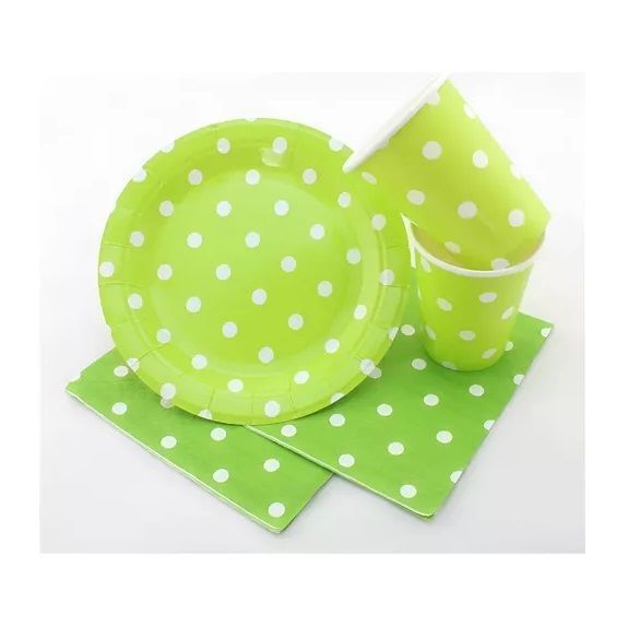 10 Platos Cumpleaños Platos De Cumpleaños Desechables 23cm verde-2