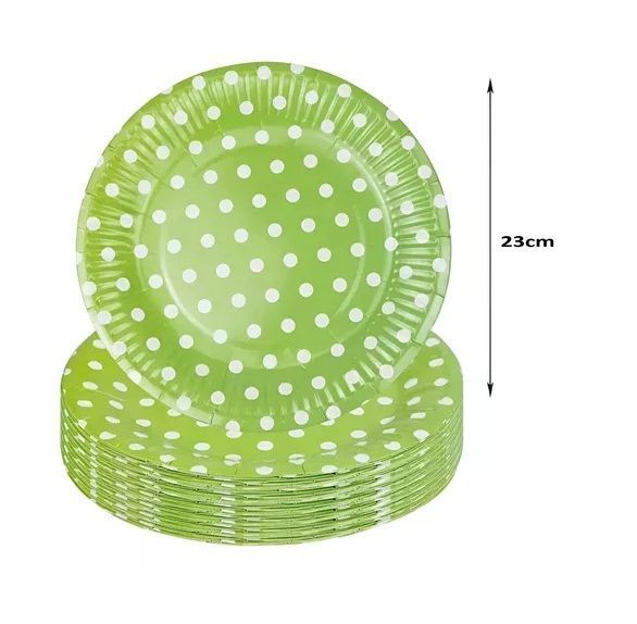 10 Platos Cumpleaños Platos De Cumpleaños Desechables 23cm verde-5