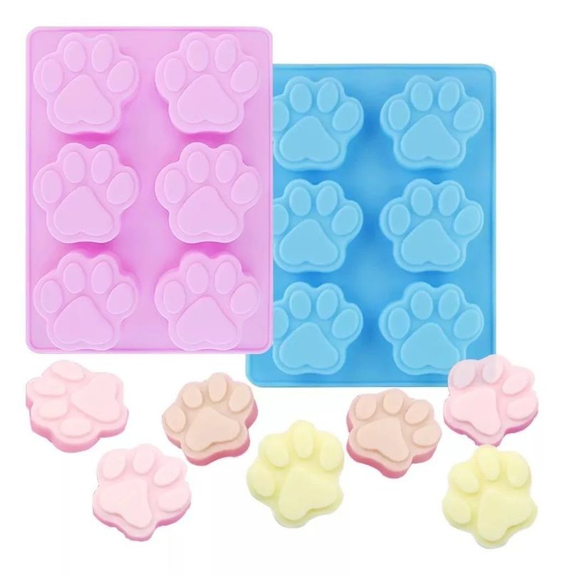 2 Molde Silicona Huella Moldes De Silicona Mascota Pata 6cav-0