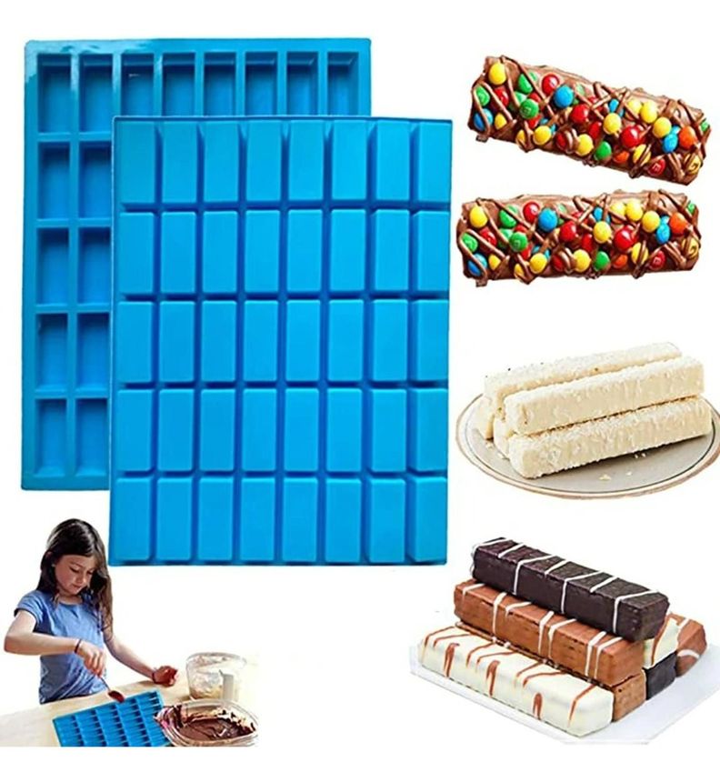 Pack X2 Moldes Silicona Barra Moldes Hielo Molde Jabon 40 Azul