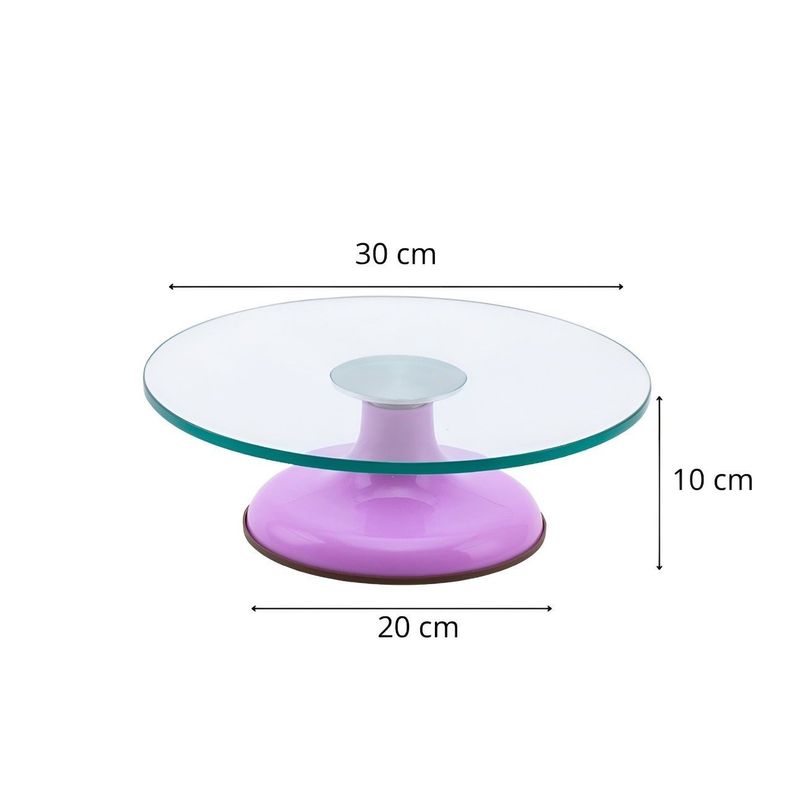 Base Giratoria Tortas Plato Giratorio Base Vidrio 30cm base violeta -1