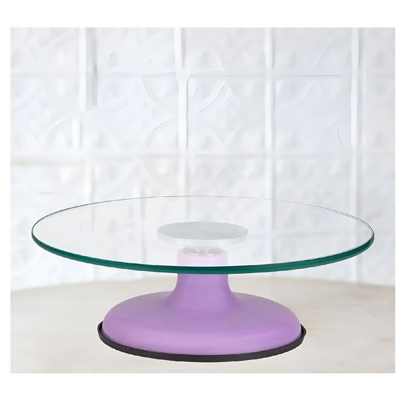 Base Giratoria Tortas Plato Giratorio Base Vidrio 30cm base violeta -2
