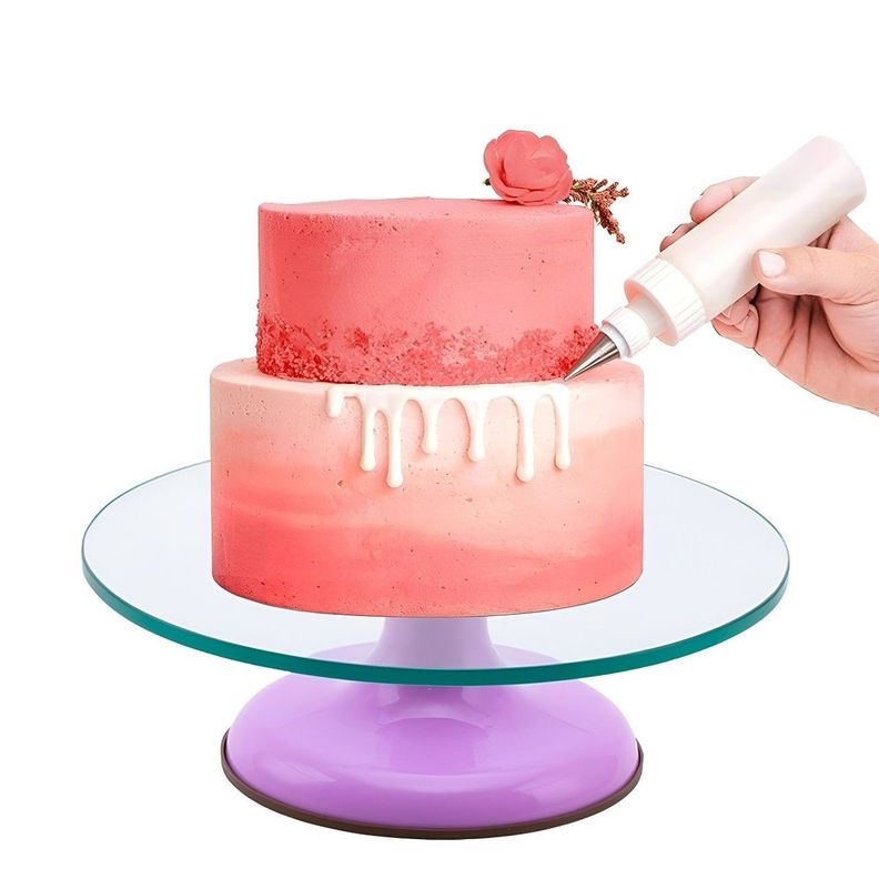Base Giratoria Tortas Plato Giratorio Base Vidrio 30cm base violeta -5