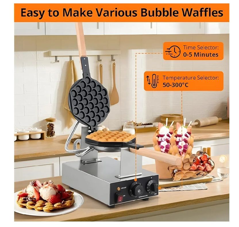 Maquina Para Waffles Wafleras Con Formas Waffle Burbuja-3