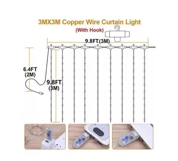 Cortina De Luces Led Cortina Luces Luces Navidad Led Control-2