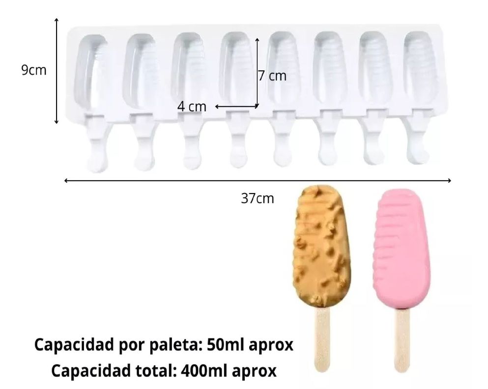 Moldes De Silicona Para Helados Molde Helado Paletas 8cav-2