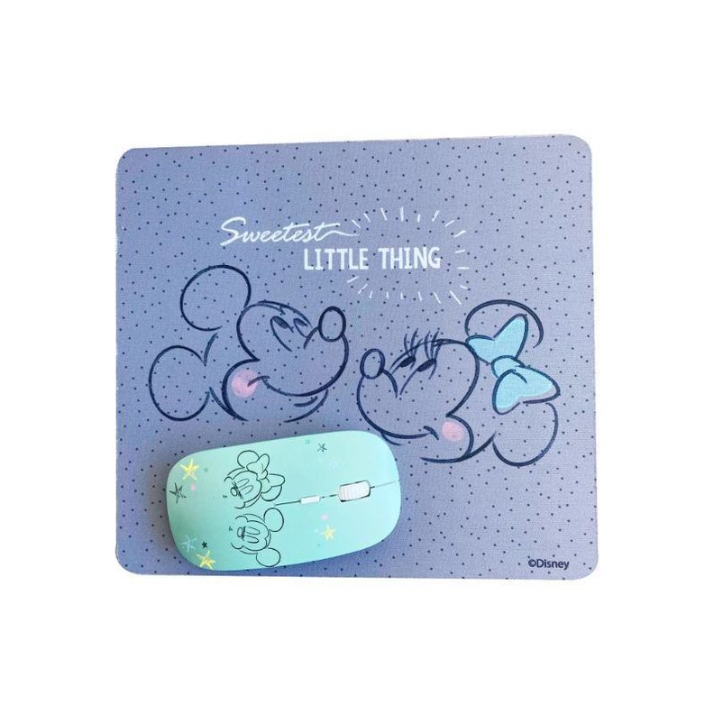 Kit Mouse Inalámbrico + Mousepad Mickey & Minnie Mouse-0