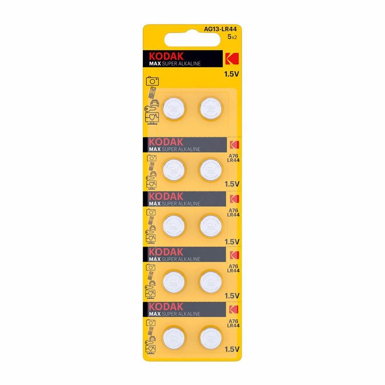 Pack 10 Pilas Ag13 Lr44 A76 Kodak Alcalina Tipo Reloj-0