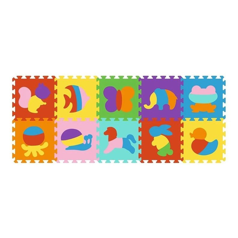 Alfombra Puzzle De Goma Eva 10 Piezas Infanti Animales-0