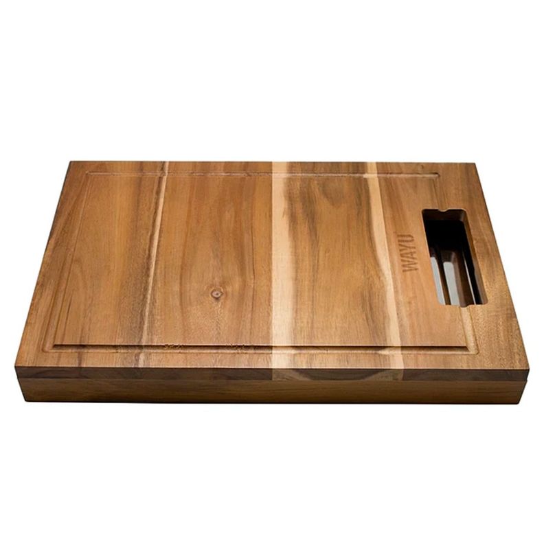 Tabla De Madera Bandeja De Acero Wayu-0