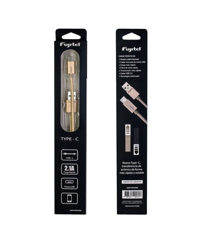 Cable Usb Tipo C Fujitel Carga Rapida Gold-1