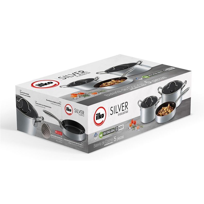 Bateria Antiadherente 5 Piezas Silver Industrial Ilko-1