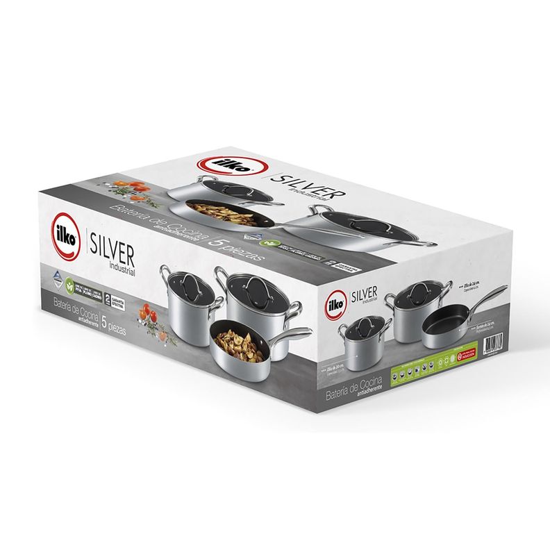Bateria Antiadherente 5 Piezas Silver Industrial Ilko-5