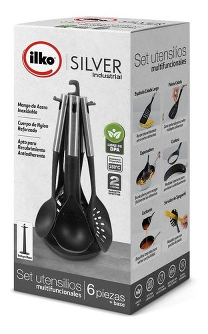 Set 6 Utensilios Con Base Silver Industrial Ilko-1