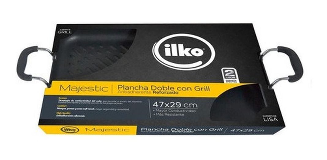 Plancha Doble 46 X 28 Cm Antiadherente Majestic Ilko-1