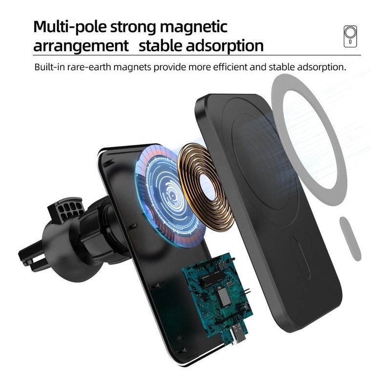 Soporte Celular Auto Para iPhone 12/13 Cargador Inalámbrico-5