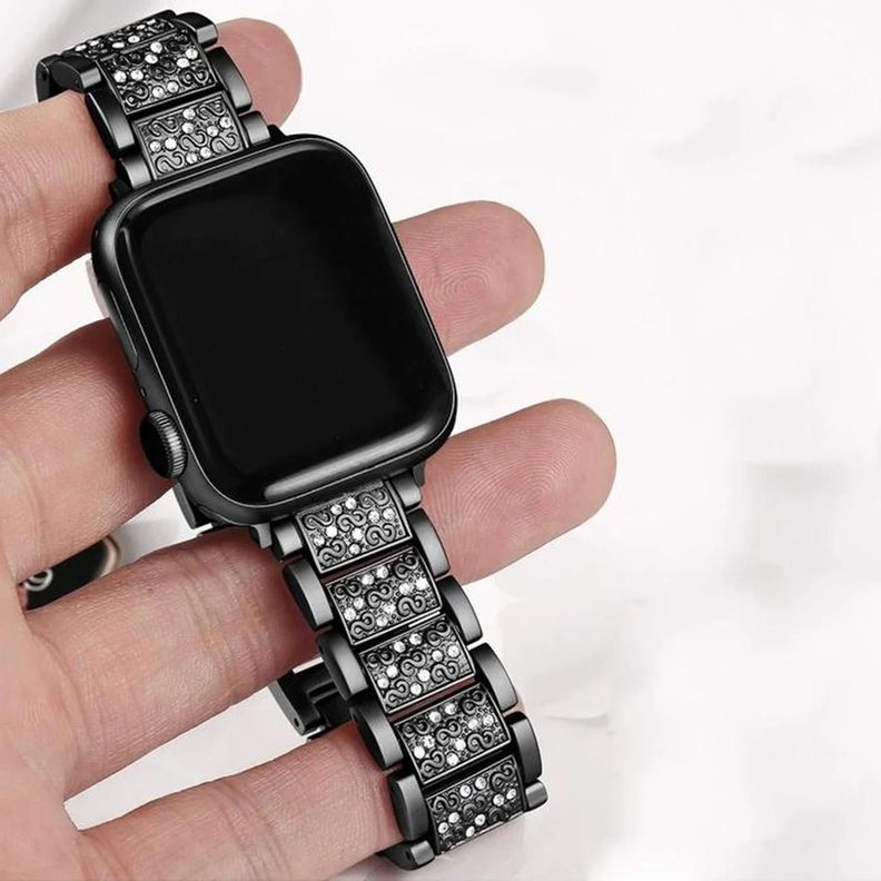 Correa Para Apple Watch Metálica Con Diamantes Imitación-2