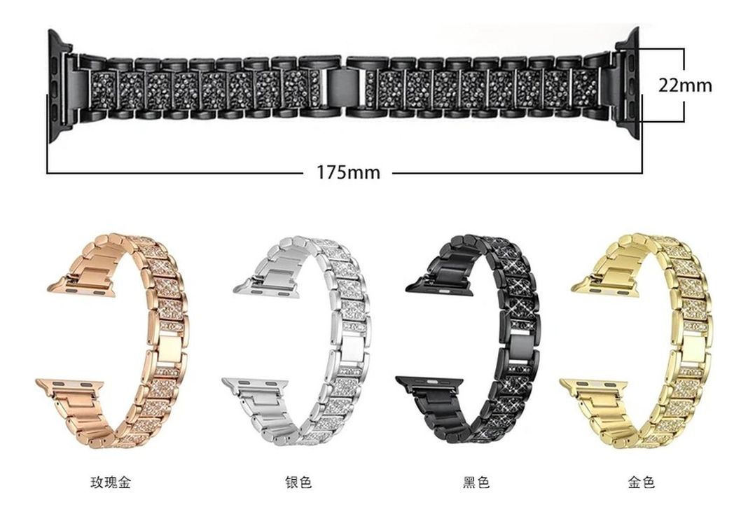 Correa Para Apple Watch Metálica Con Diamantes Imitación-3