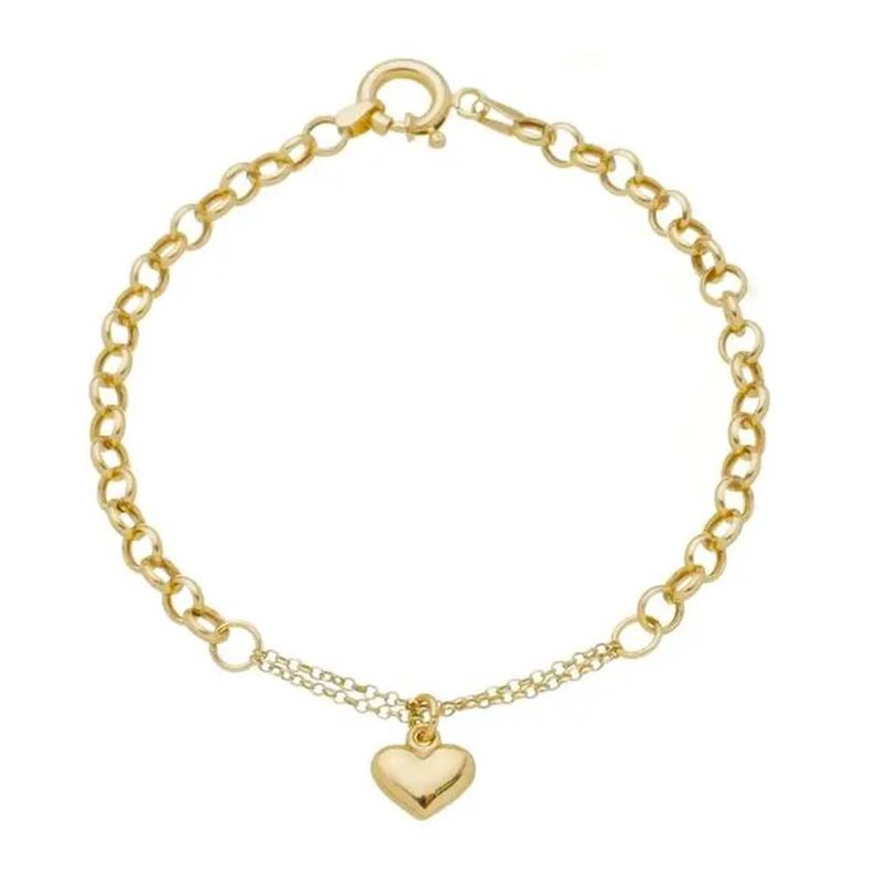 Pulsera Rolo Con Corazón Oro 18k -0