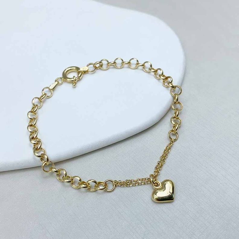 Pulsera Rolo Con Corazón Oro 18k -3