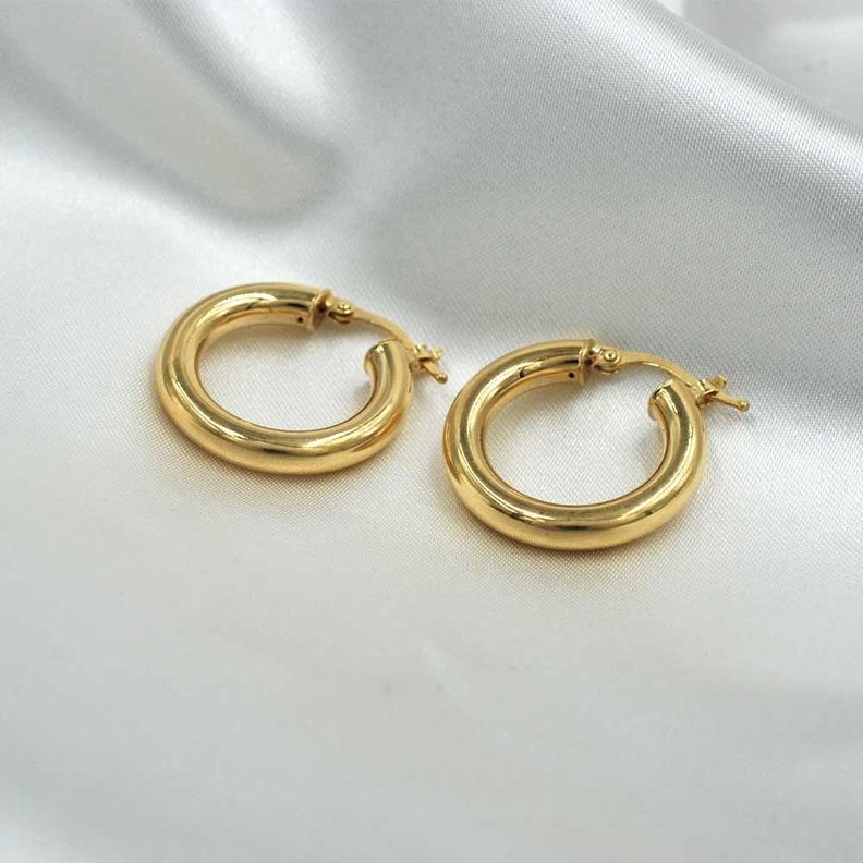 Aro Argolla Tubo Gruesa Oro 18k-0
