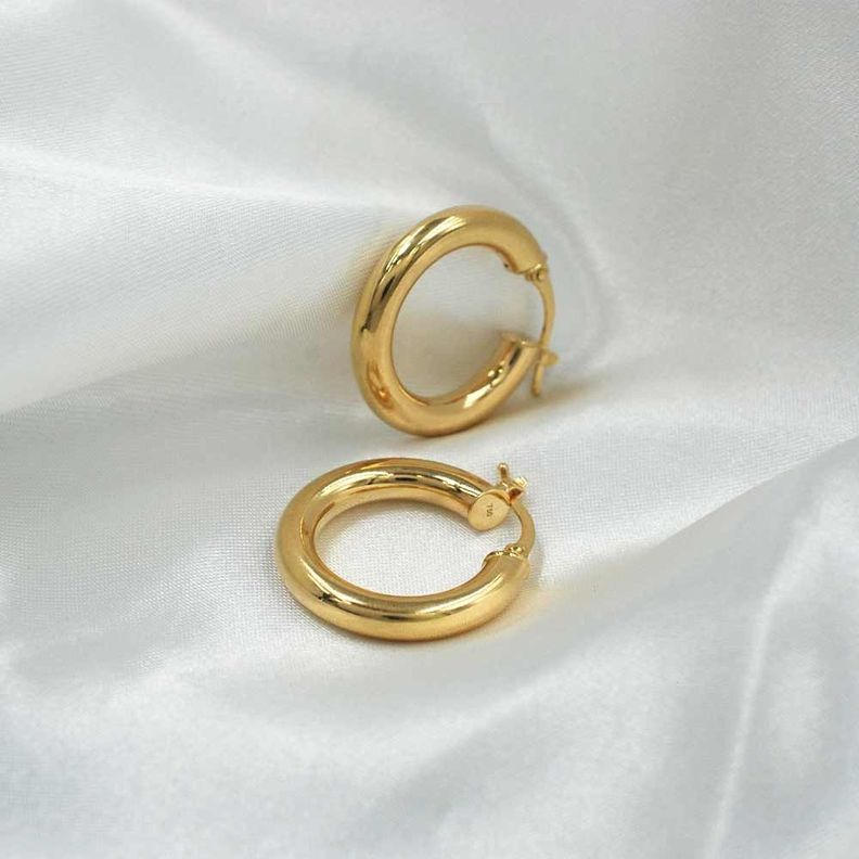 Aro Argolla Tubo Gruesa Oro 18k-1