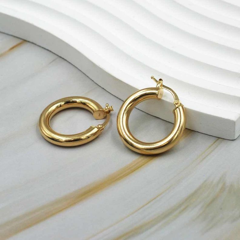 Aro Argolla Tubo Gruesa Oro 18k-2