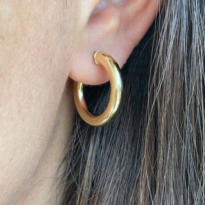 Aro Argolla Tubo Gruesa Oro 18k-3