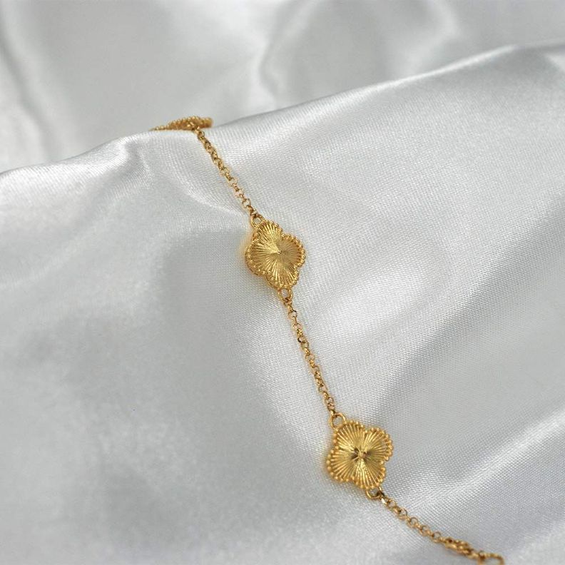 Pulsera Trébol Oro 18k  -0