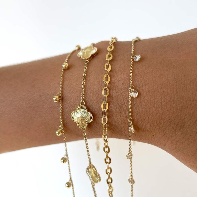 Pulsera Trébol Oro 18k  -1