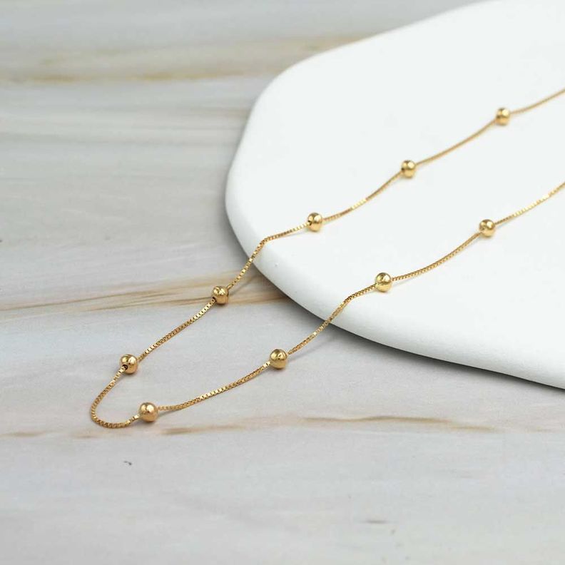 Cadena Bolitas Oro 18k-3