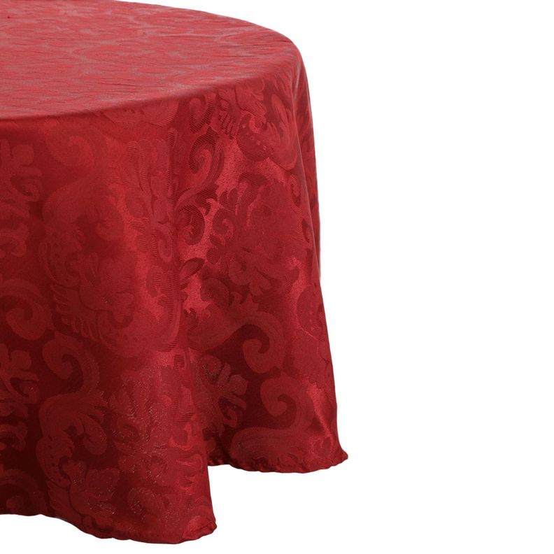 Mantel  Redondo Flor De Lis Burdeo-0