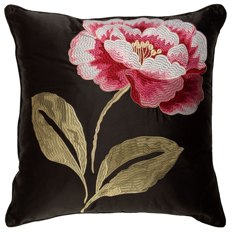 Cojin Mas Funda Decorativa Provence Negro En Flor 45x45 Cm