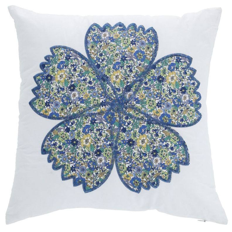 Cojin Mas Funda Decorativa Mandala Azul 45x45 cm. Blanco