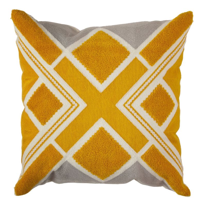 Cojin Mas Funda Decorativa Textura Amarillo y Perla 45x45 Cm
