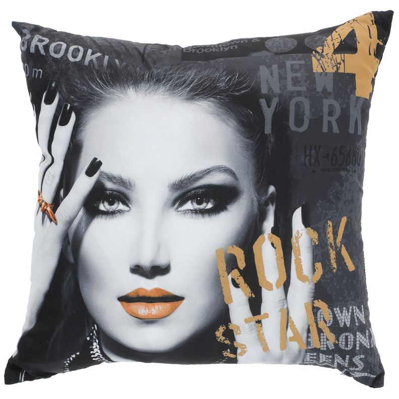 Cojin Mas Funda Decorativa Rock Star II 45X45 cm Negro