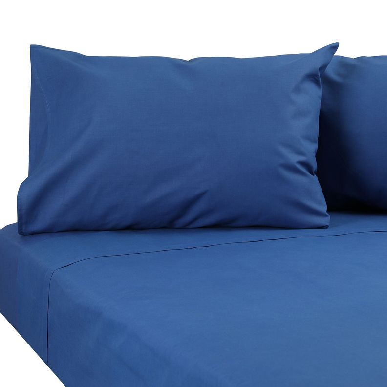 Sabana Lisa 2 Plazas 144 Hilos Azul Rey