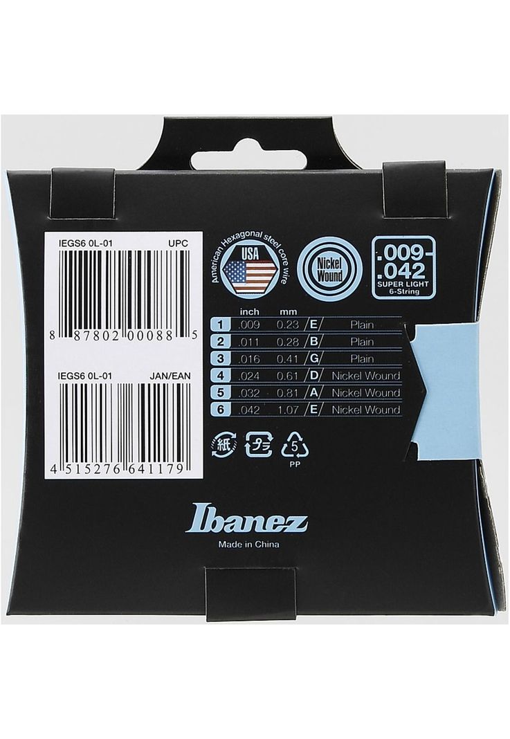 Set cuerdas guitarra eléctrica Ibanez IEGS6 009-042-1