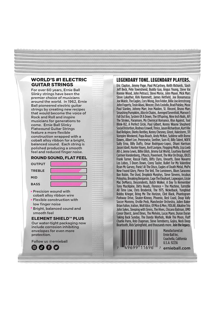Cuerdas guitarra eléctrica Ernie Ball Flatwound P02593 9-42-1