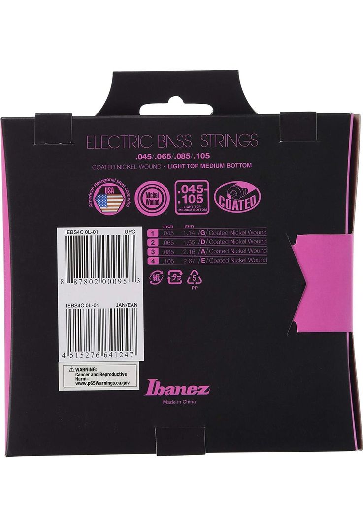 Set de 4 cuerdas para bajo eléctrico Ibanez IEBS4C 045-105-1