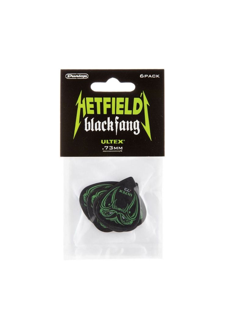 Pack 6 uñetas Dunlop Black Fang Hetfield 73mm negras-0