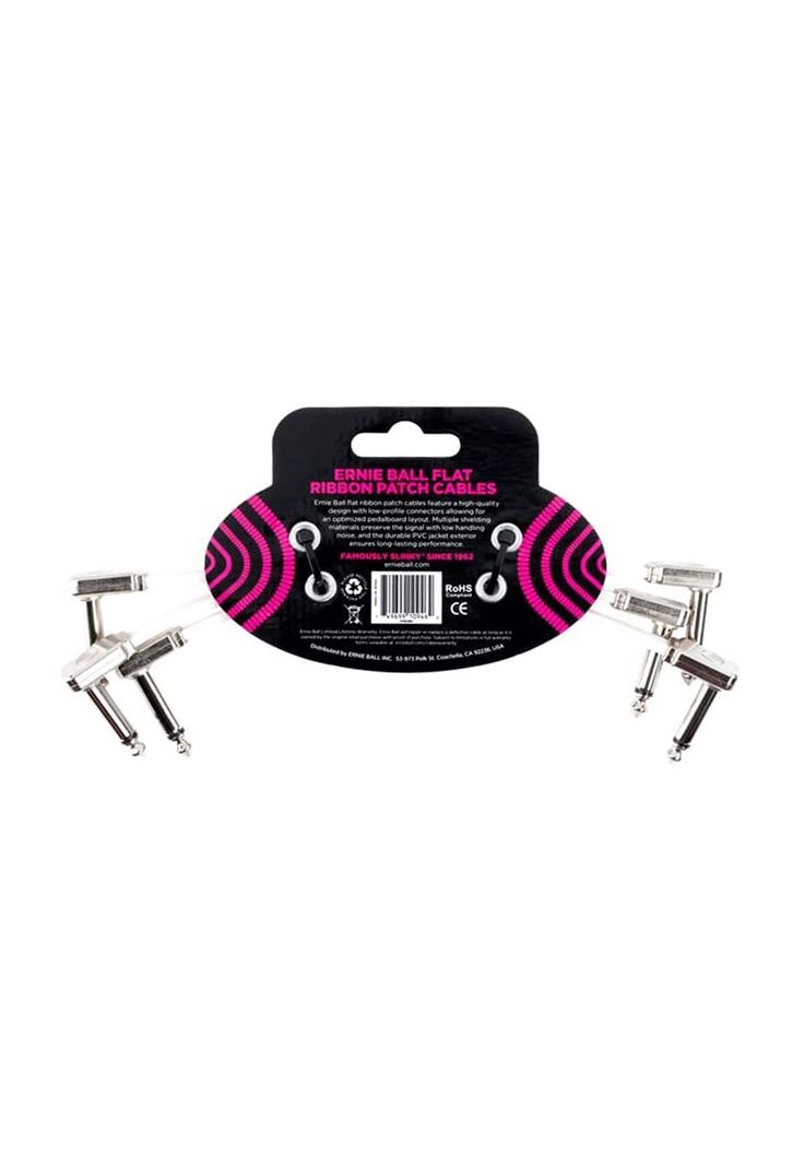Pack 3 Cable Patch Ernie Ball Flat Ribbon P06384 7 CM White-1